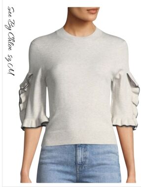 SEE BY CHLOE Grey Cropped Ribbed Sweater sz M
